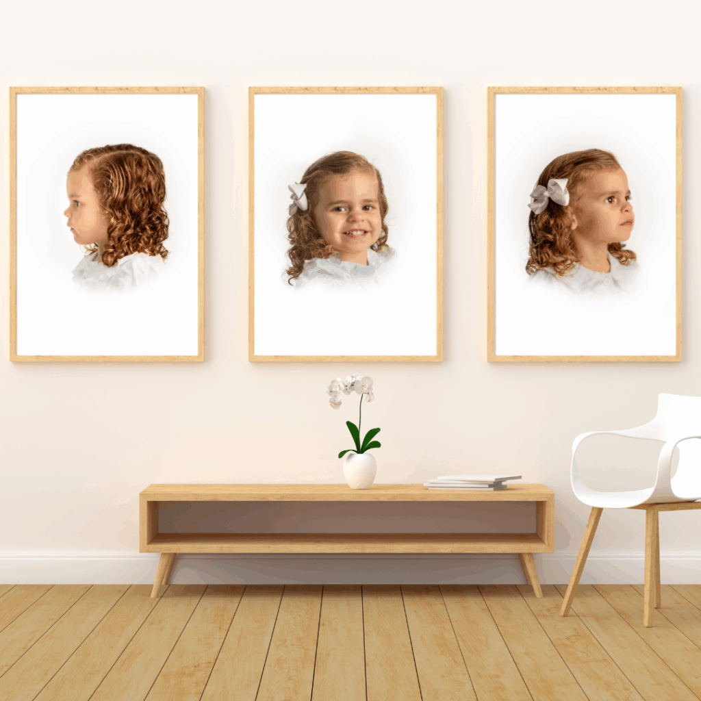 traditional portrait of girl with white bow in her hair